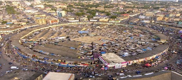 The iconic Takoradi Market Circle currently undergoing redevelopment.